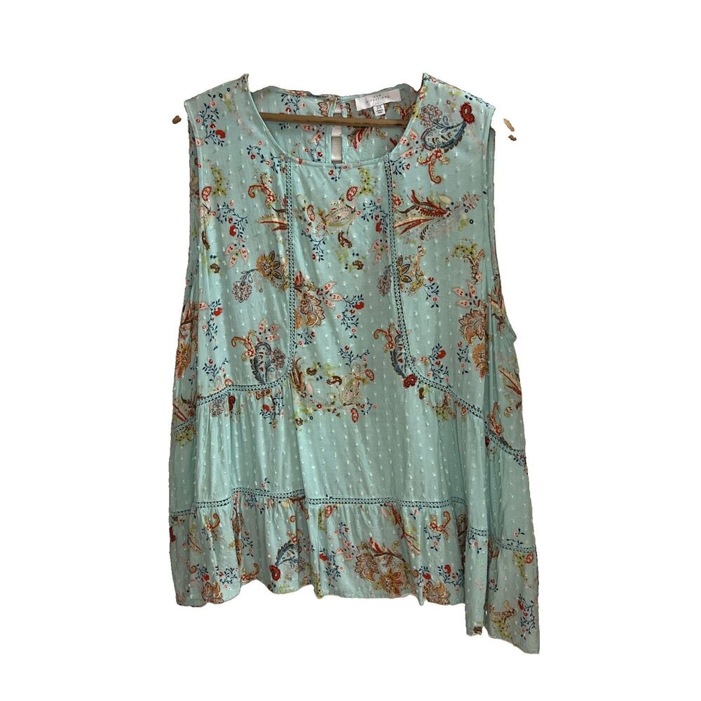 New Directions Curvy  sleeveless 3x plus size top Flowy Boho Romantic